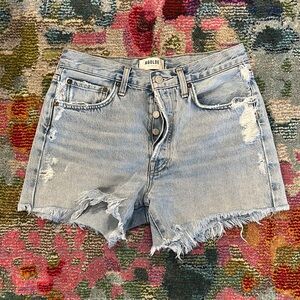Agolde Blue Jean Shorts Distressed High-Waisted